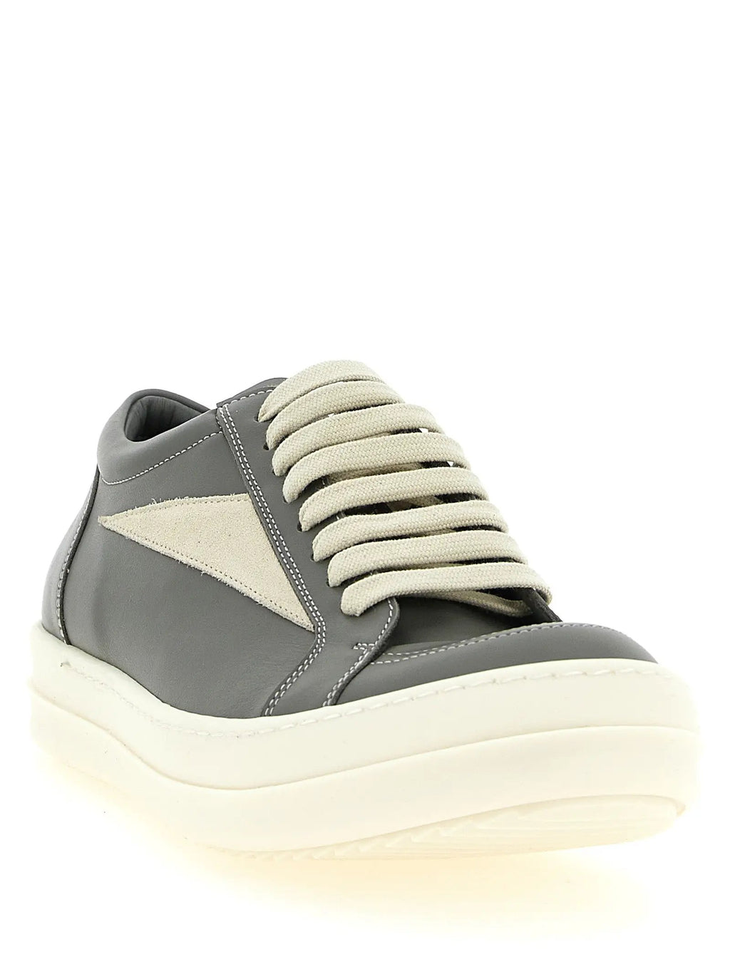 Rick Owens Gray Cowhide Low Top Sneakers