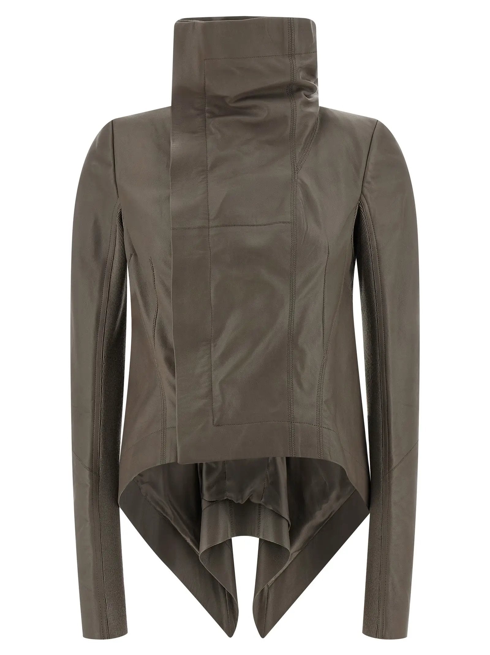 Rick Owens Gray Lamb Leather Leather Jacket