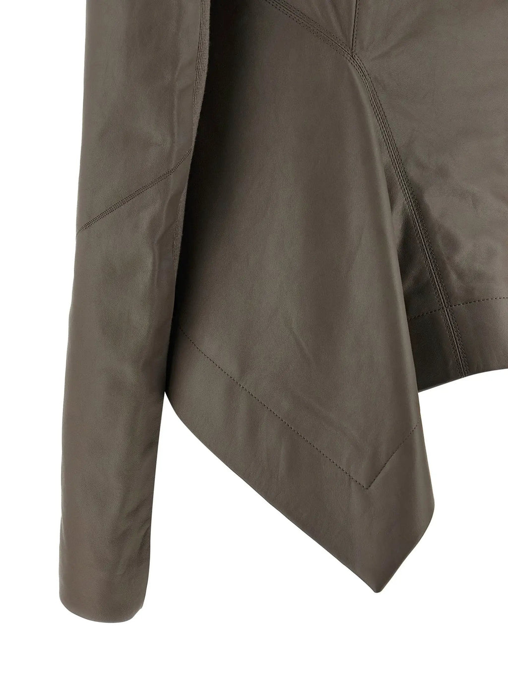 Rick Owens Gray Lamb Leather Leather Jacket