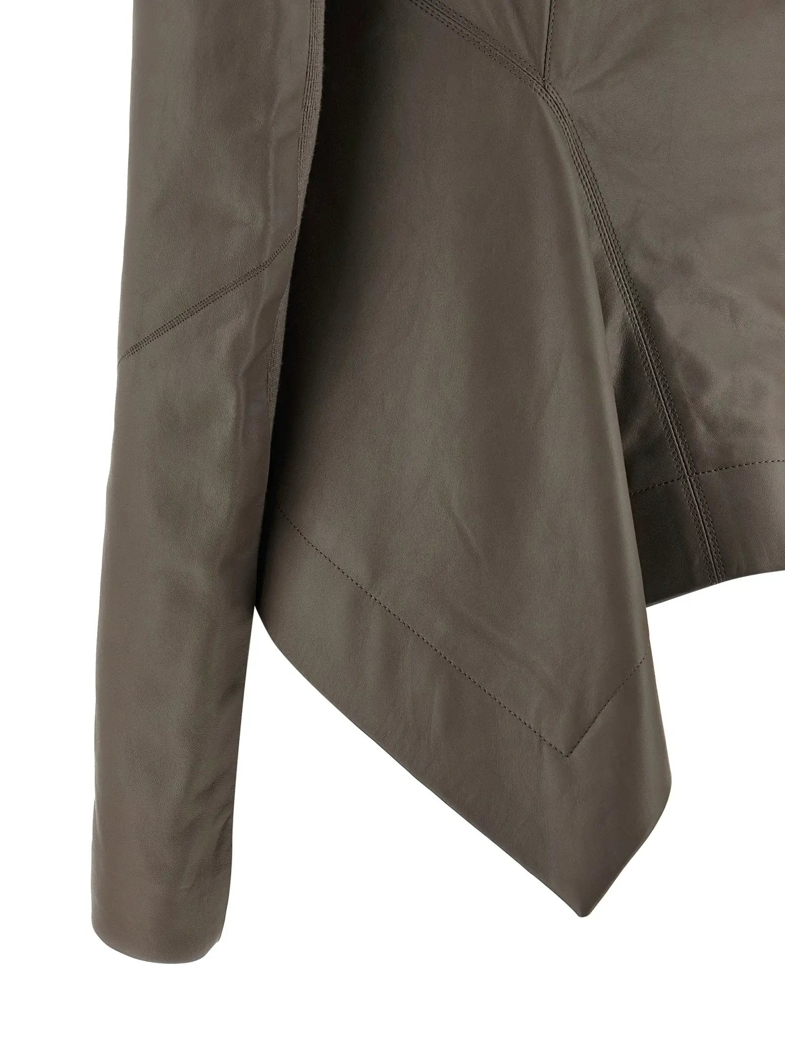 Rick Owens Gray Lamb Leather Leather Jacket