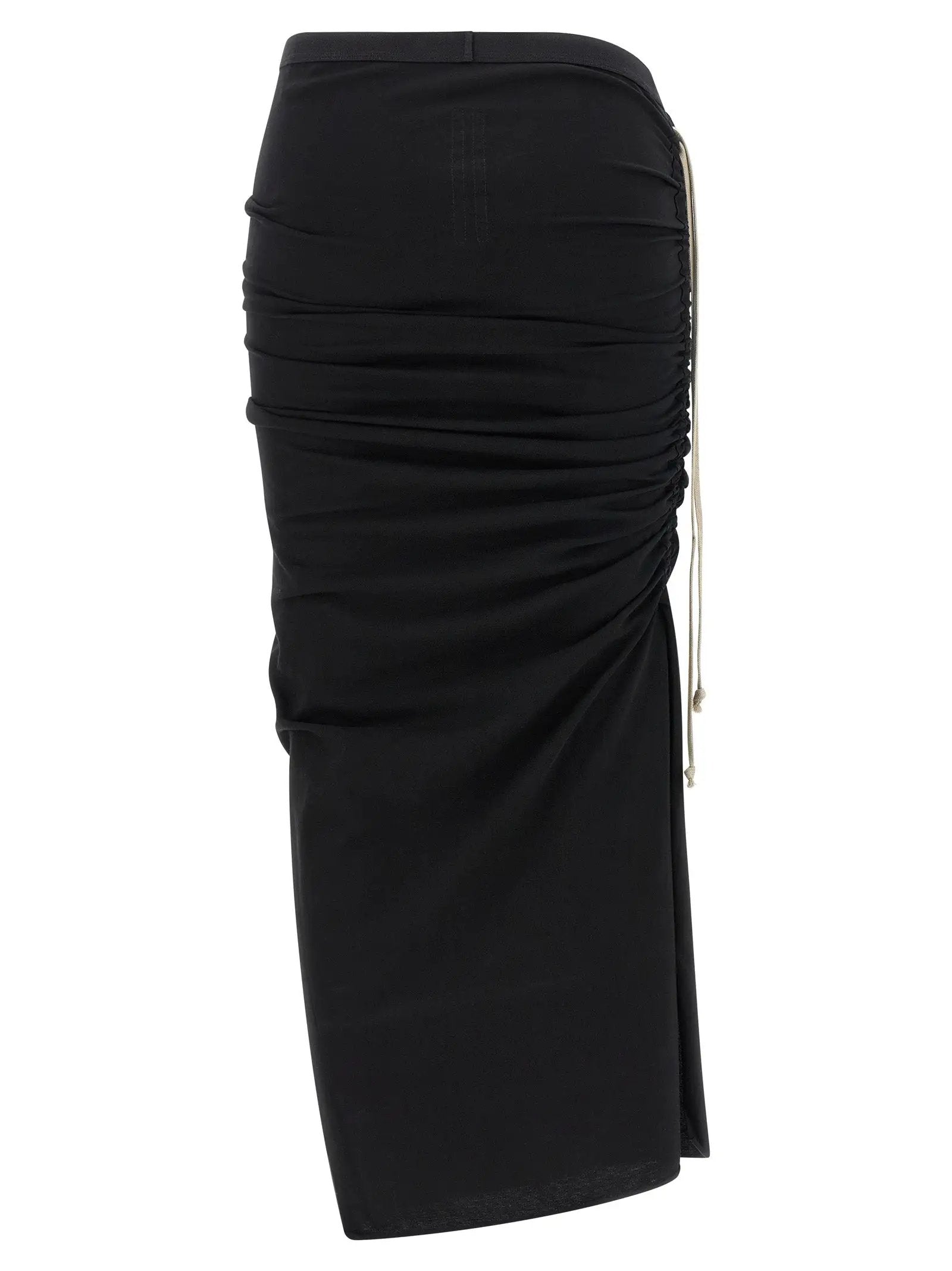 Rick Owens Black Cotton Midi Skirt