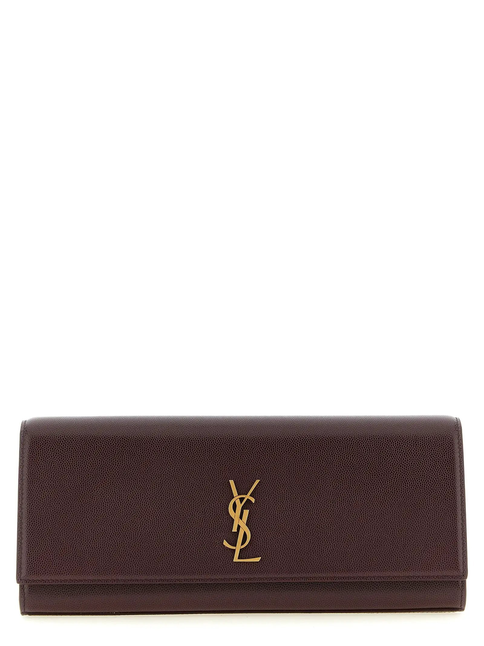 Saint Laurent Bordeaux Calfskin Clutch Bag