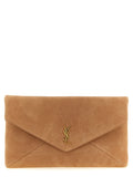 Saint Laurent Brown Lamb Leather Clutch Bag