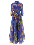Carolina Herrera Blue Silk Long Dress