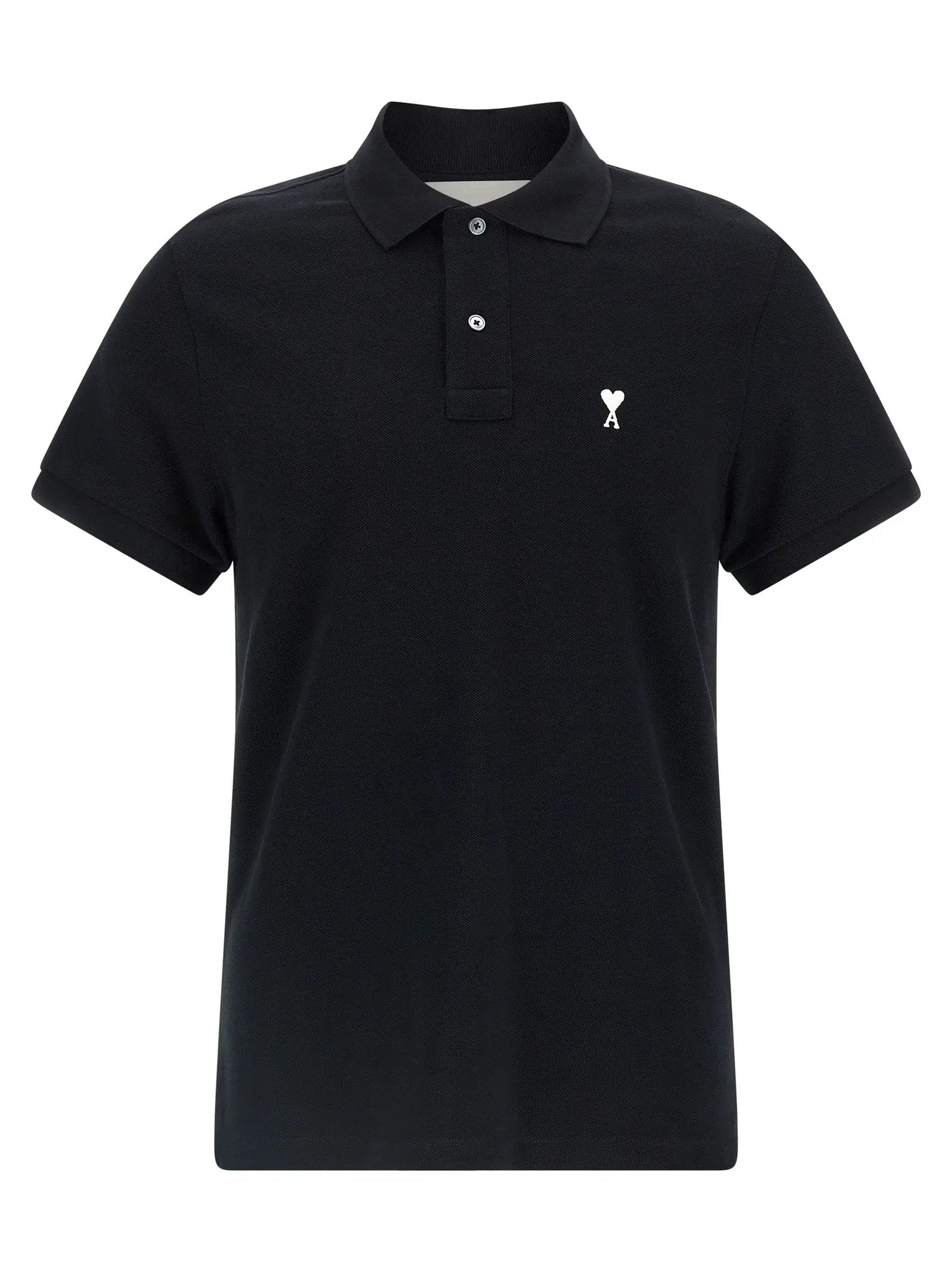 Ami Paris Black Cotton Polo Shirt