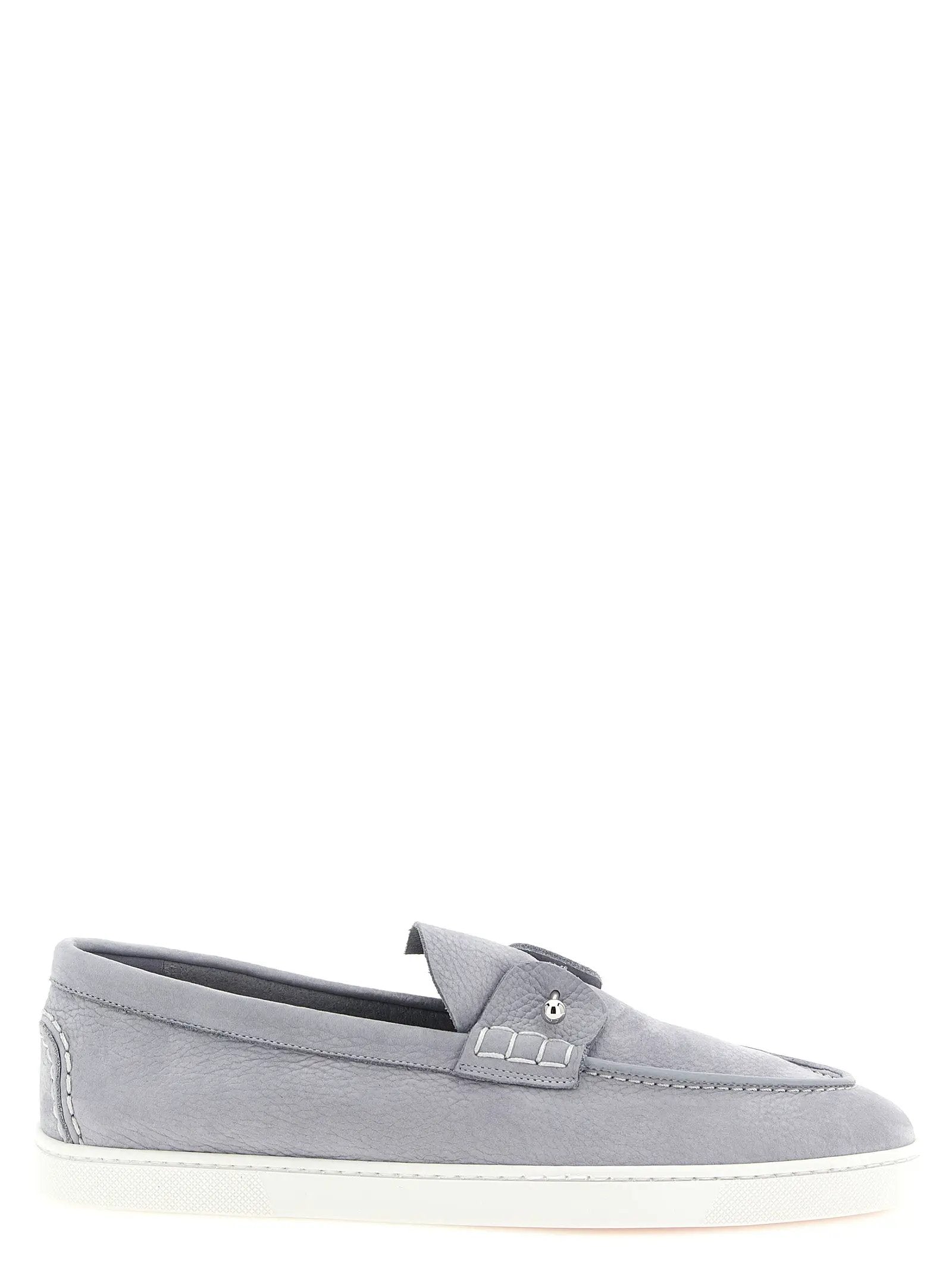 Christian Louboutin Gray Calfskin Slip-On Loafers