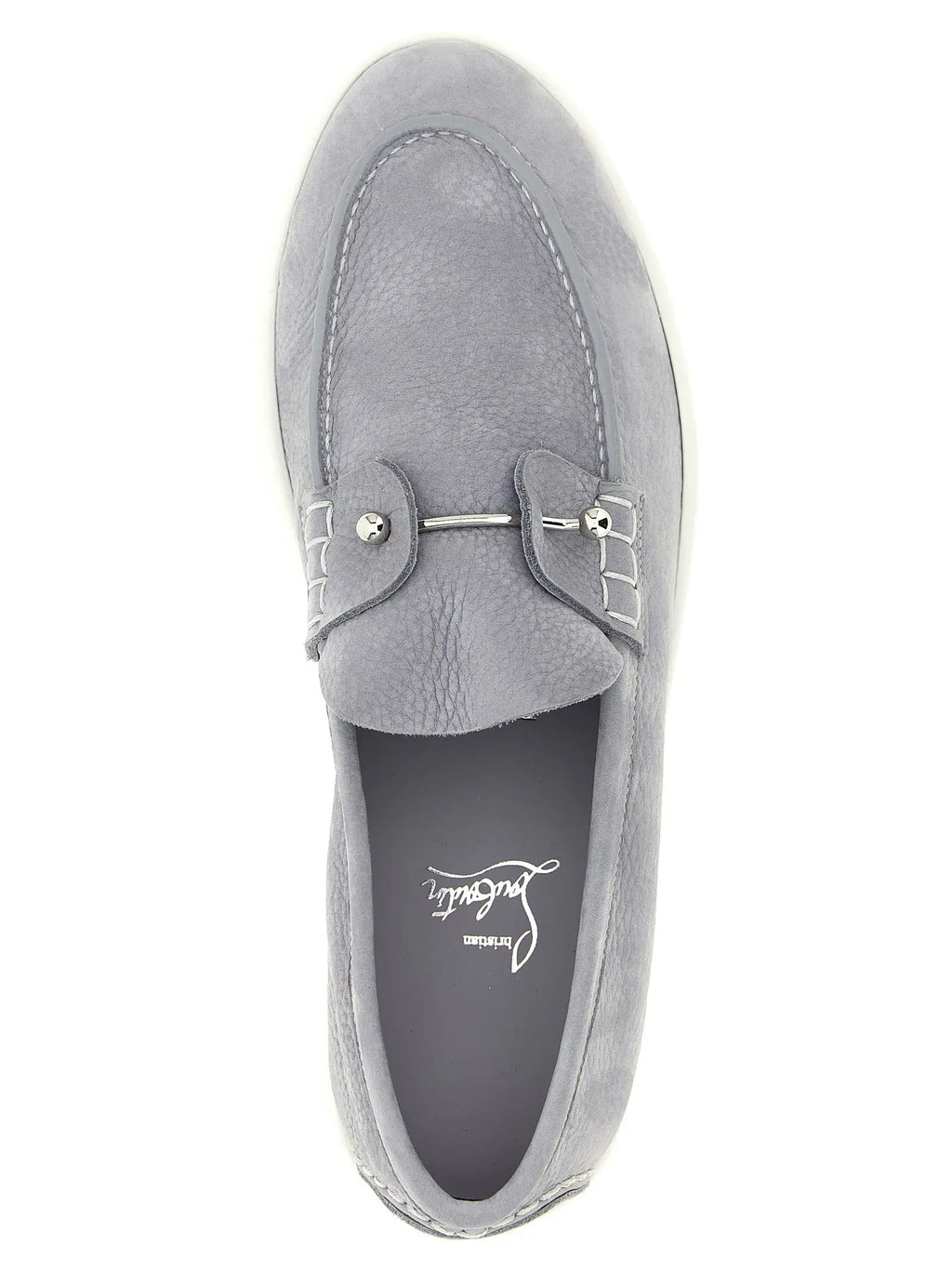 Christian Louboutin Gray Calfskin Slip-On Loafers