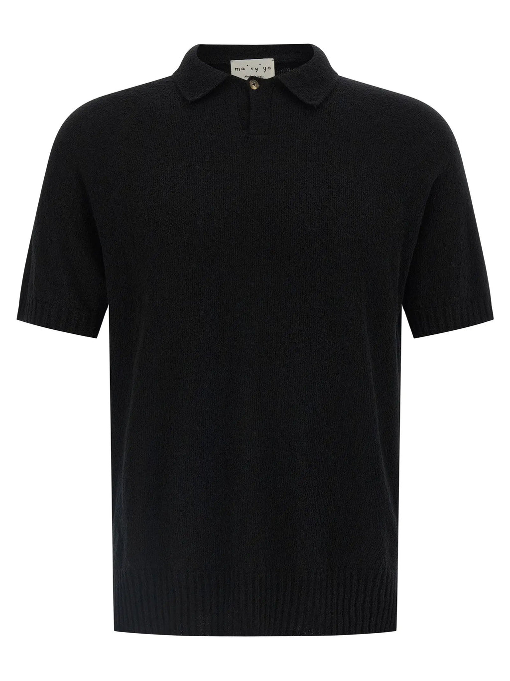 MA'RY'YA Black Cotton Polo Shirt