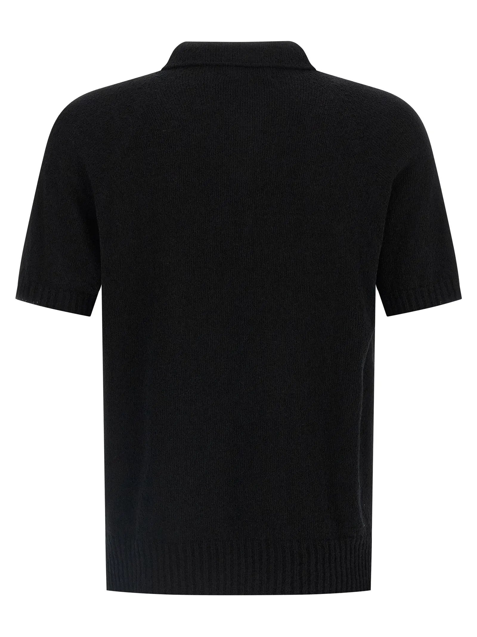 MA'RY'YA Black Cotton Polo Shirt