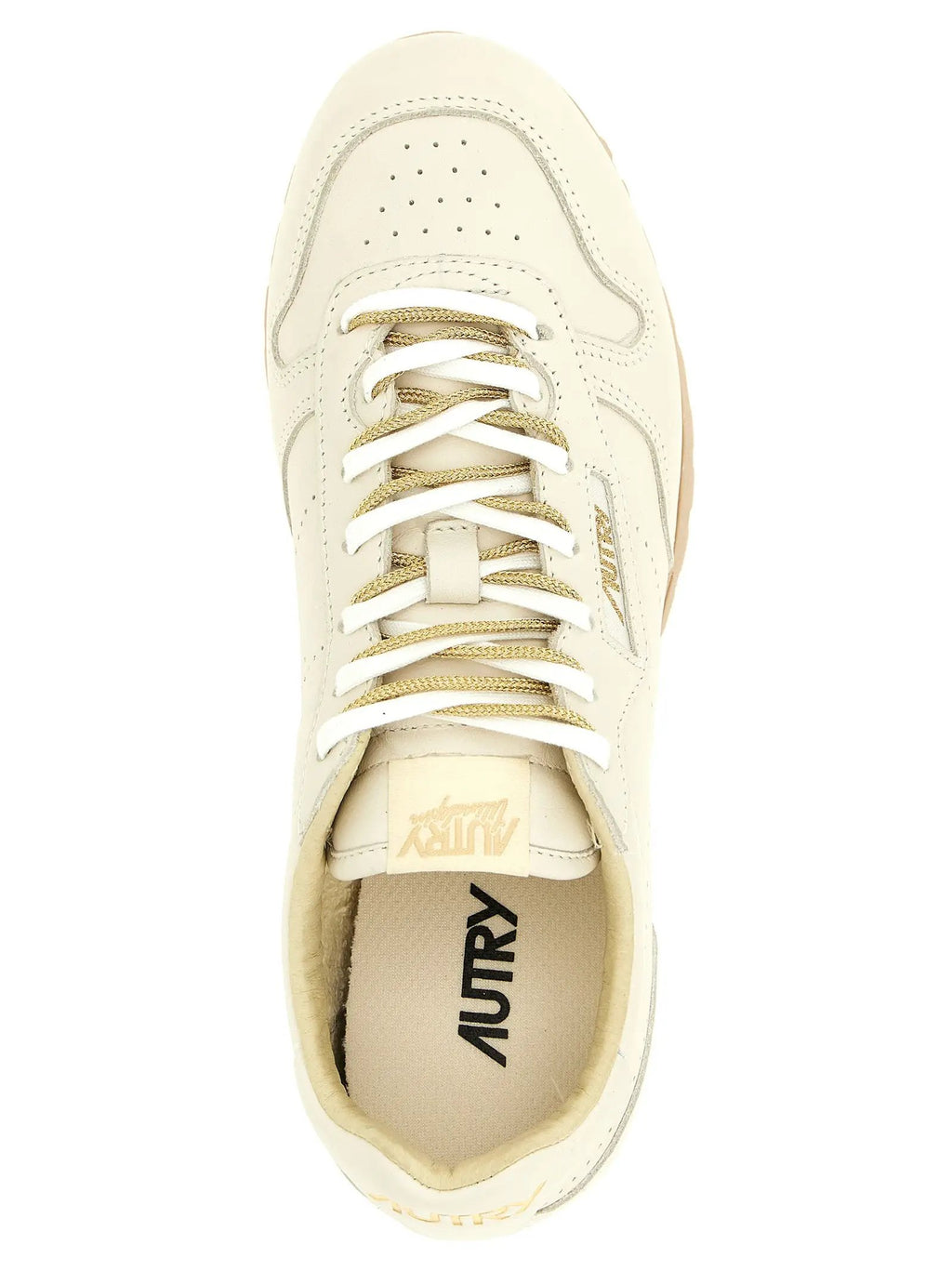 Autry Beige Cowhide Low Top Sneakers