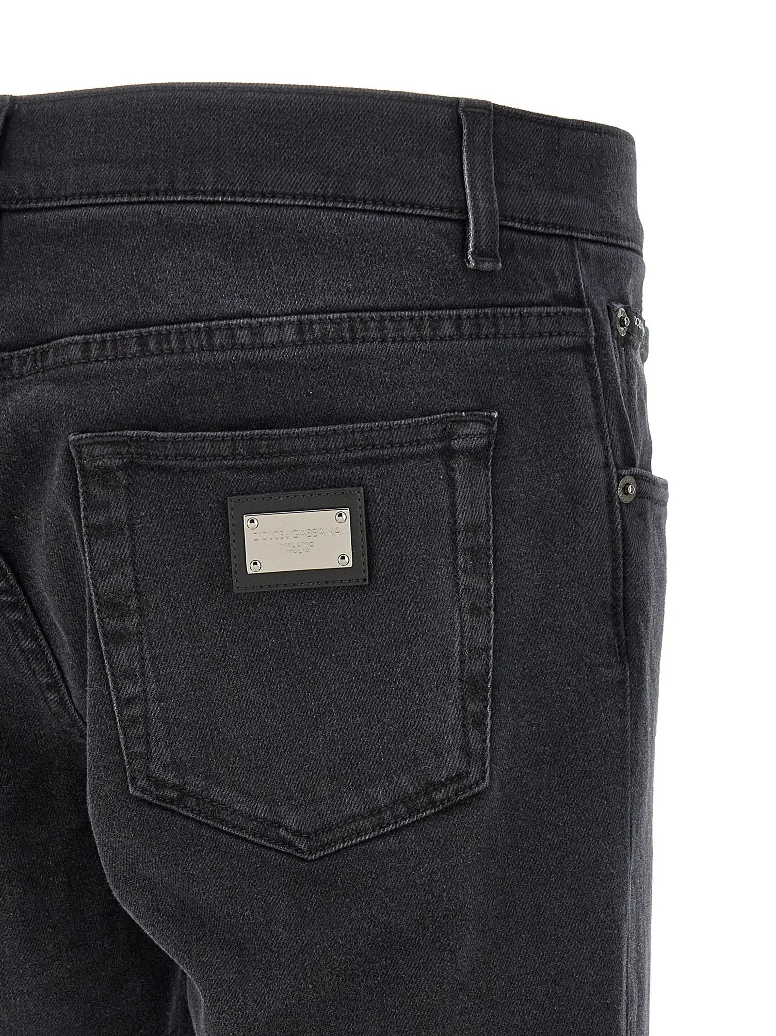 Dolce & Gabbana Black Cotton Straight-Leg Jeans
