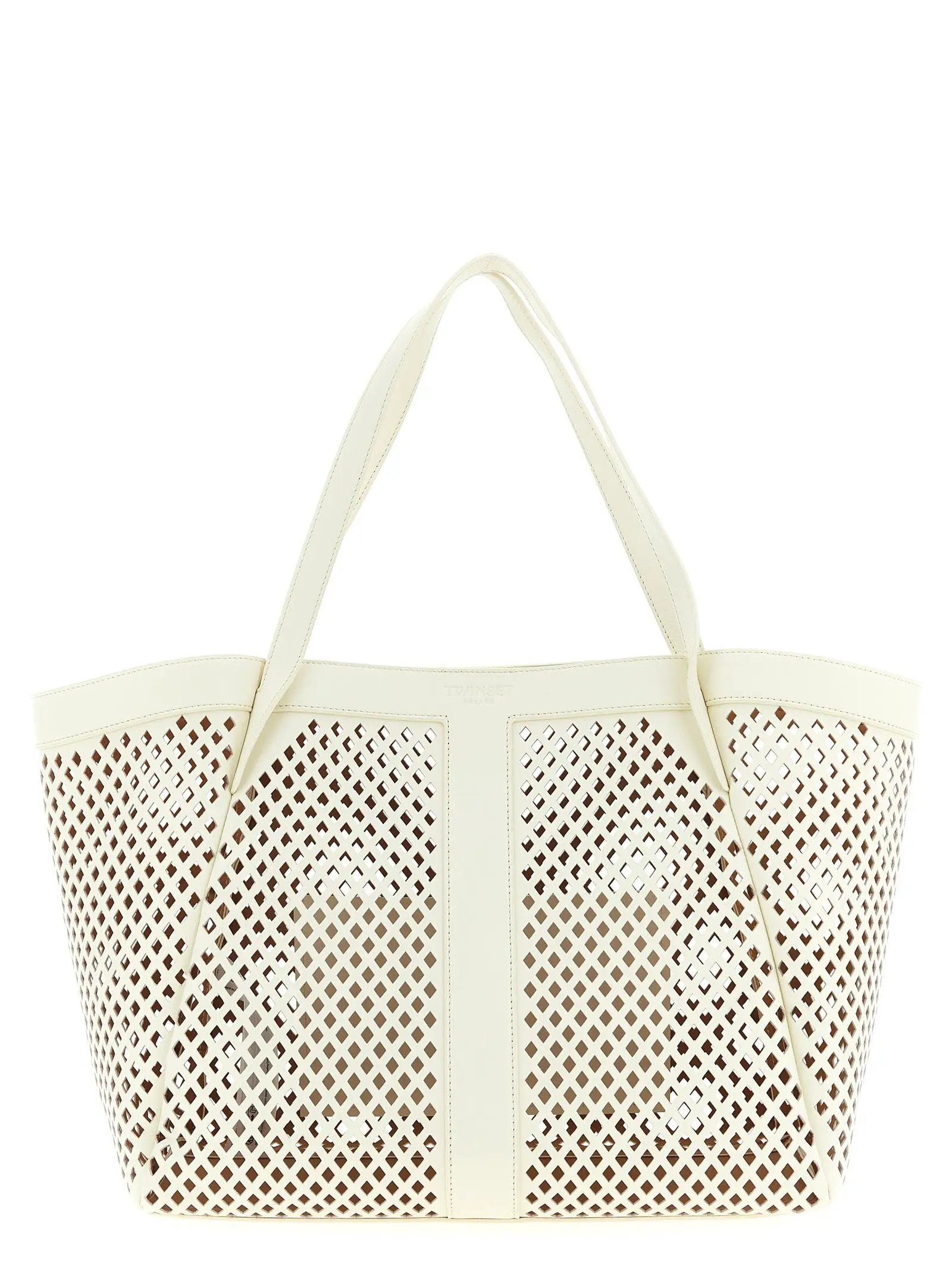 Twinset White Leather Tote Bag