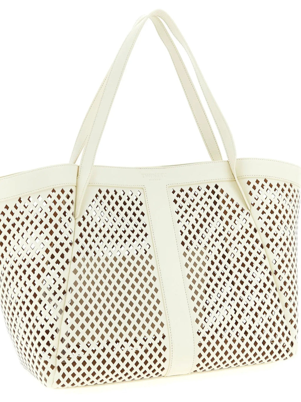 Twinset White Leather Tote Bag