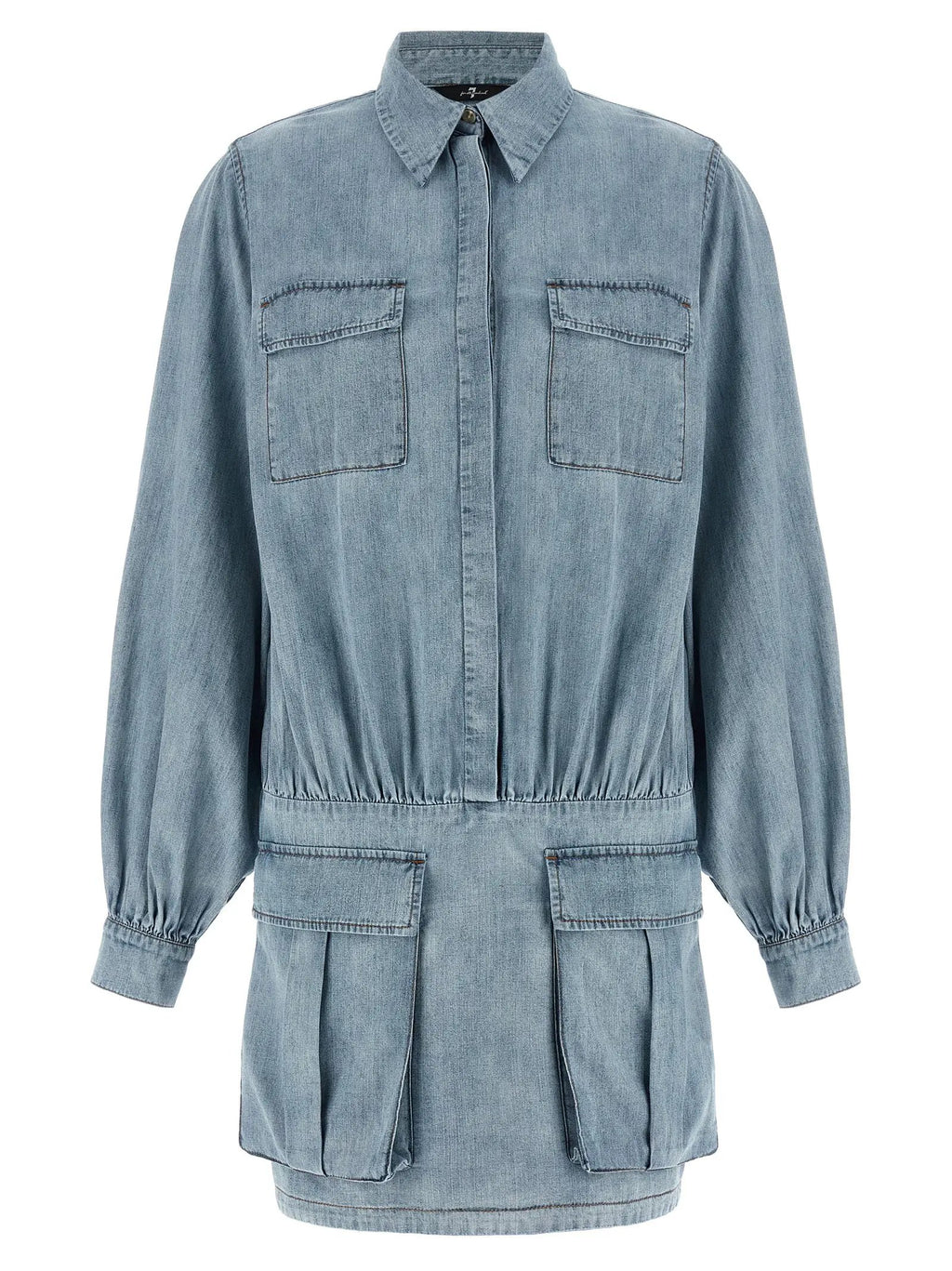 7 For All Mankind Blue Cotton Short Dress