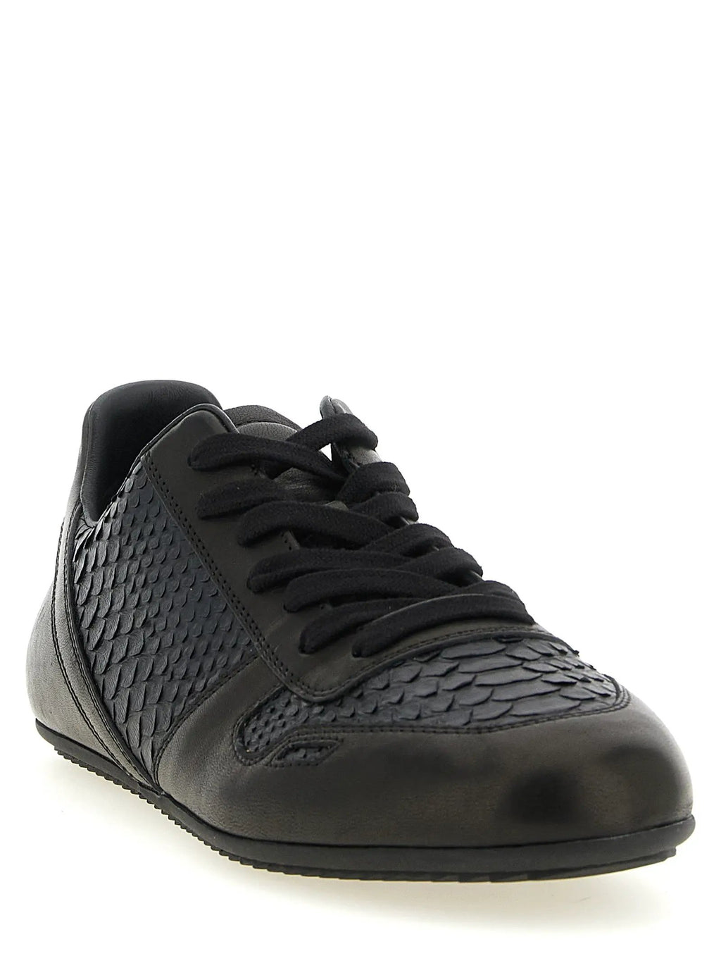 Rick Owens Black Lamb Leather Low Top Sneakers