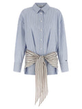 The Attico Blue Cotton Short Dress