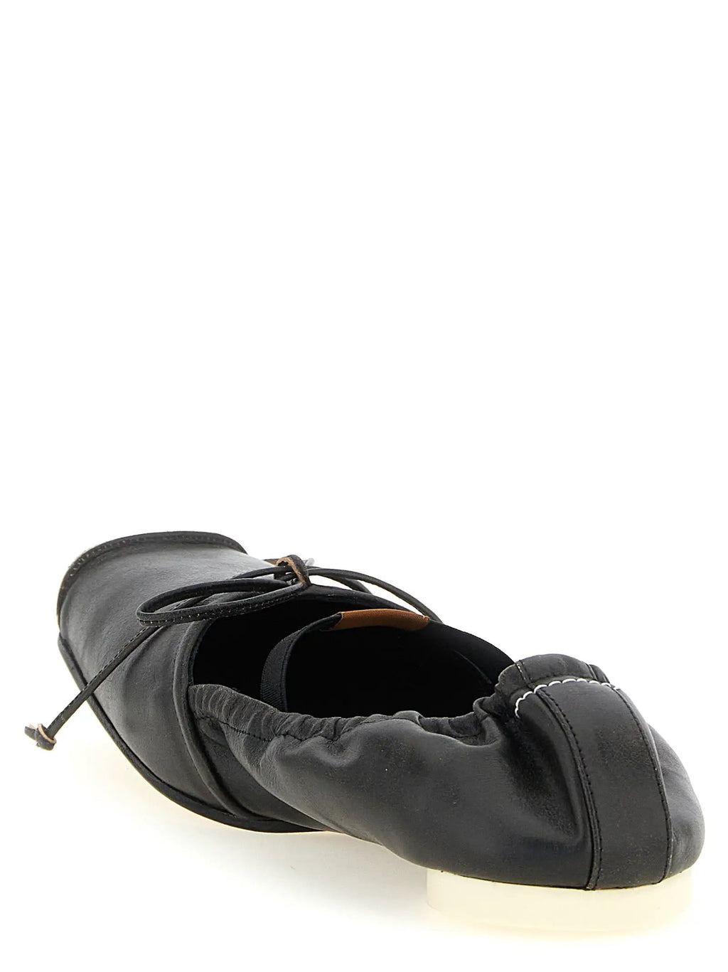 MM6 Maison Margiela Black Cowhide Ballet Flats