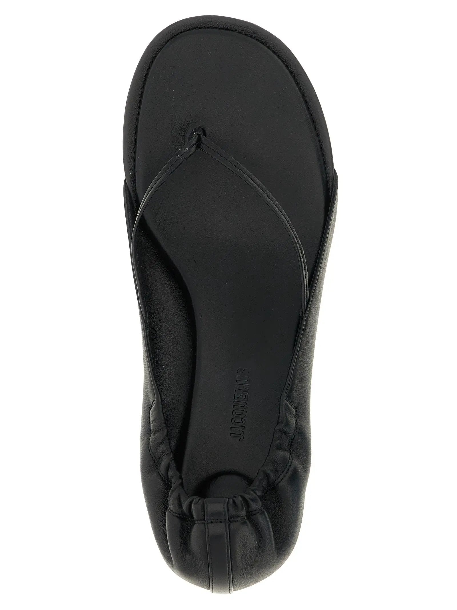 Jacquemus Black Lamb Leather Flat Sandals