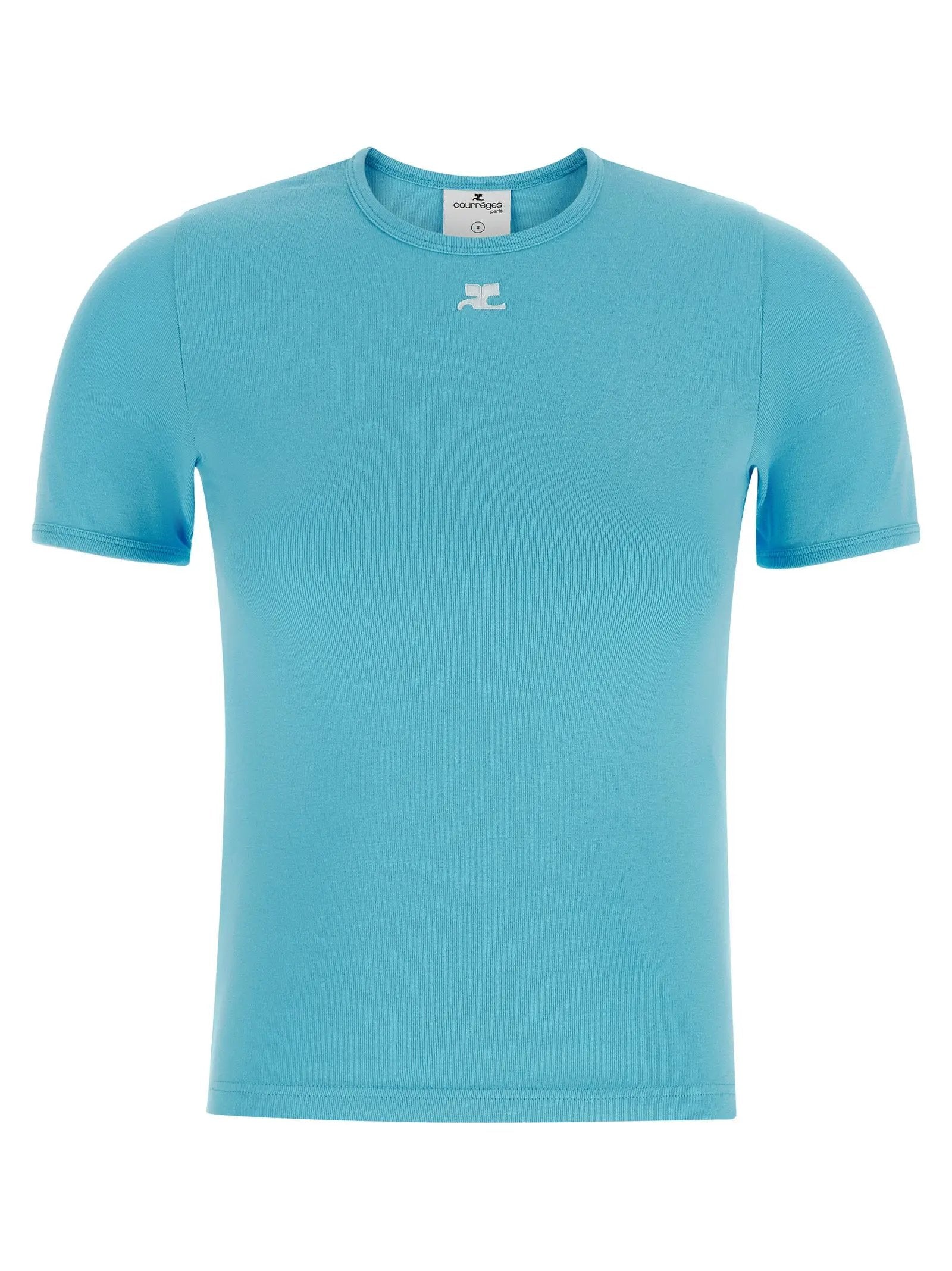 Courrèges Blue Cotton T-Shirt