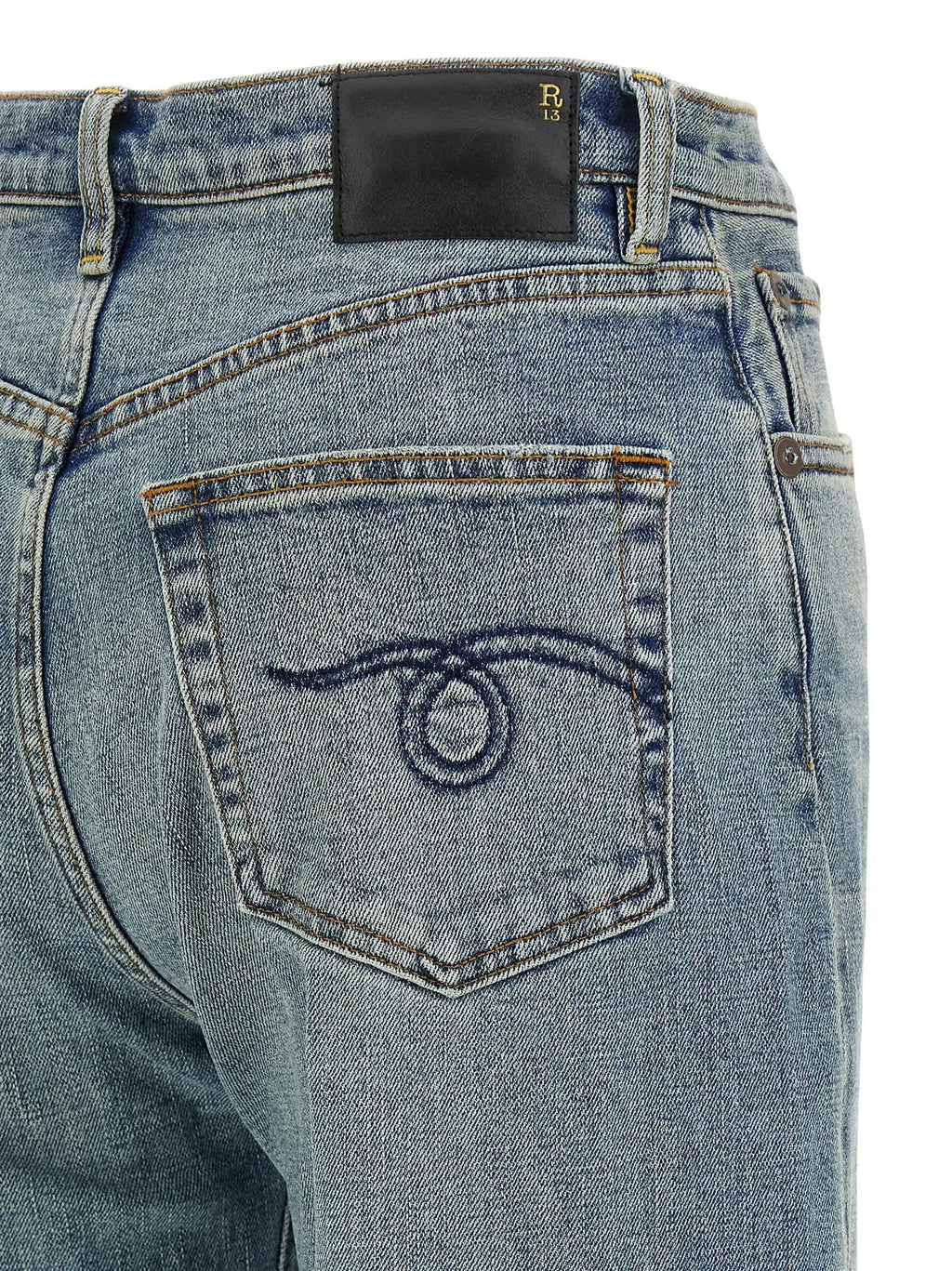 R13 Blue Cotton Flared Jeans