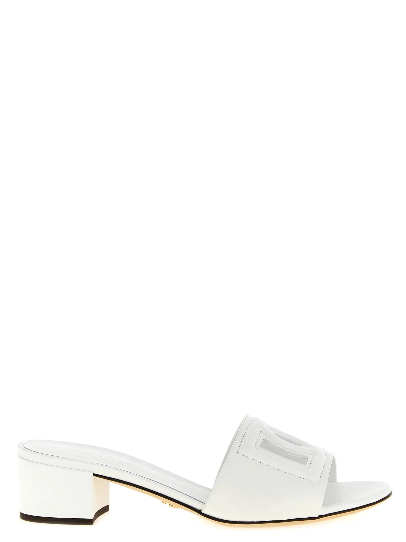 Dolce & Gabbana White Calfskin Platform Sandals