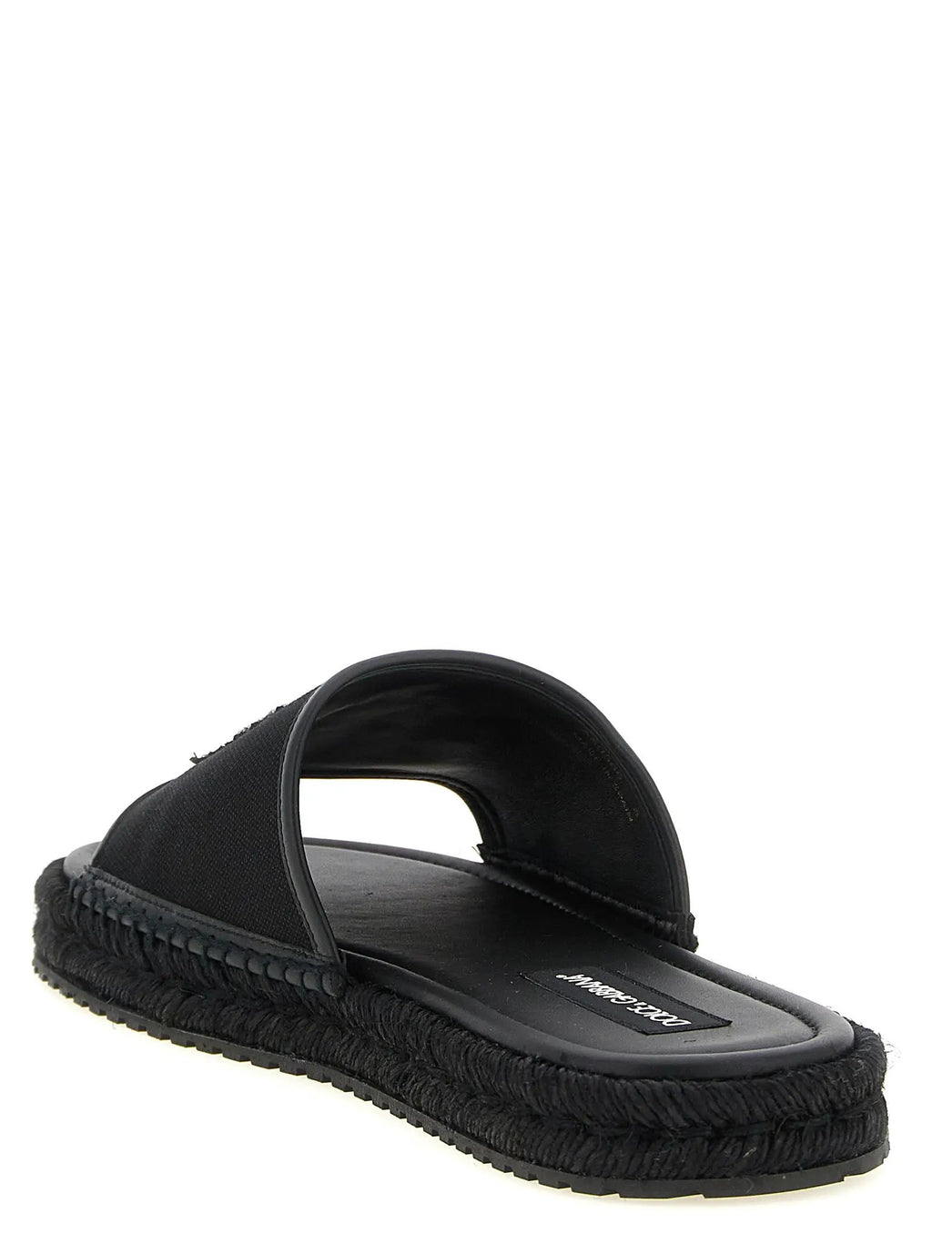 Dolce & Gabbana Black Cotton Slides
