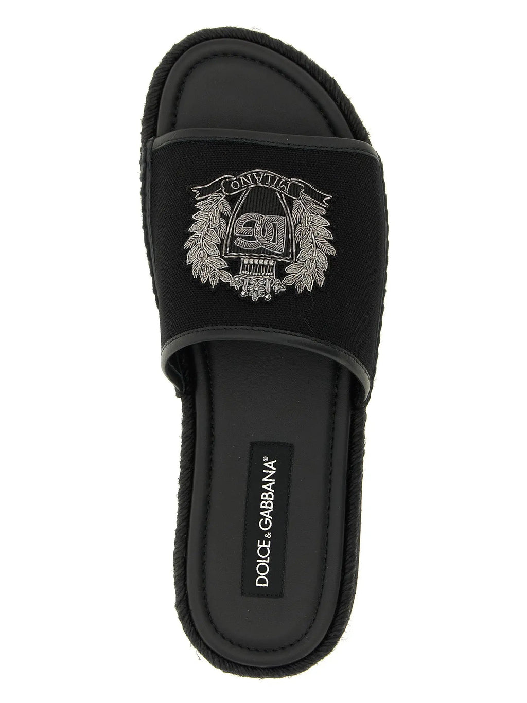 Dolce & Gabbana Black Cotton Slides