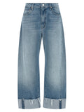 Mother Denim Blue Cotton Cropped Jeans