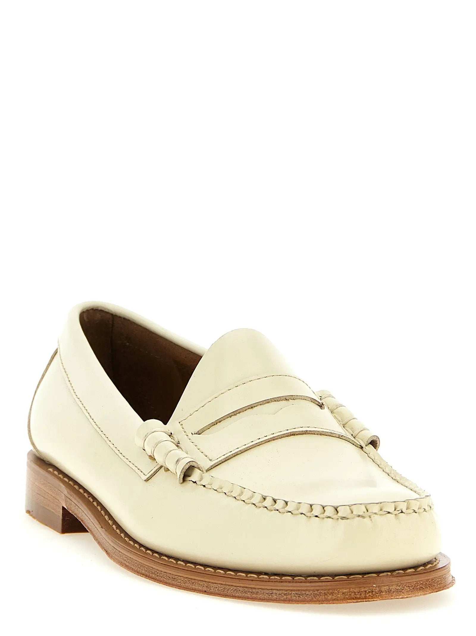 G.H. BASS Beige Cowhide Slip-On Loafers