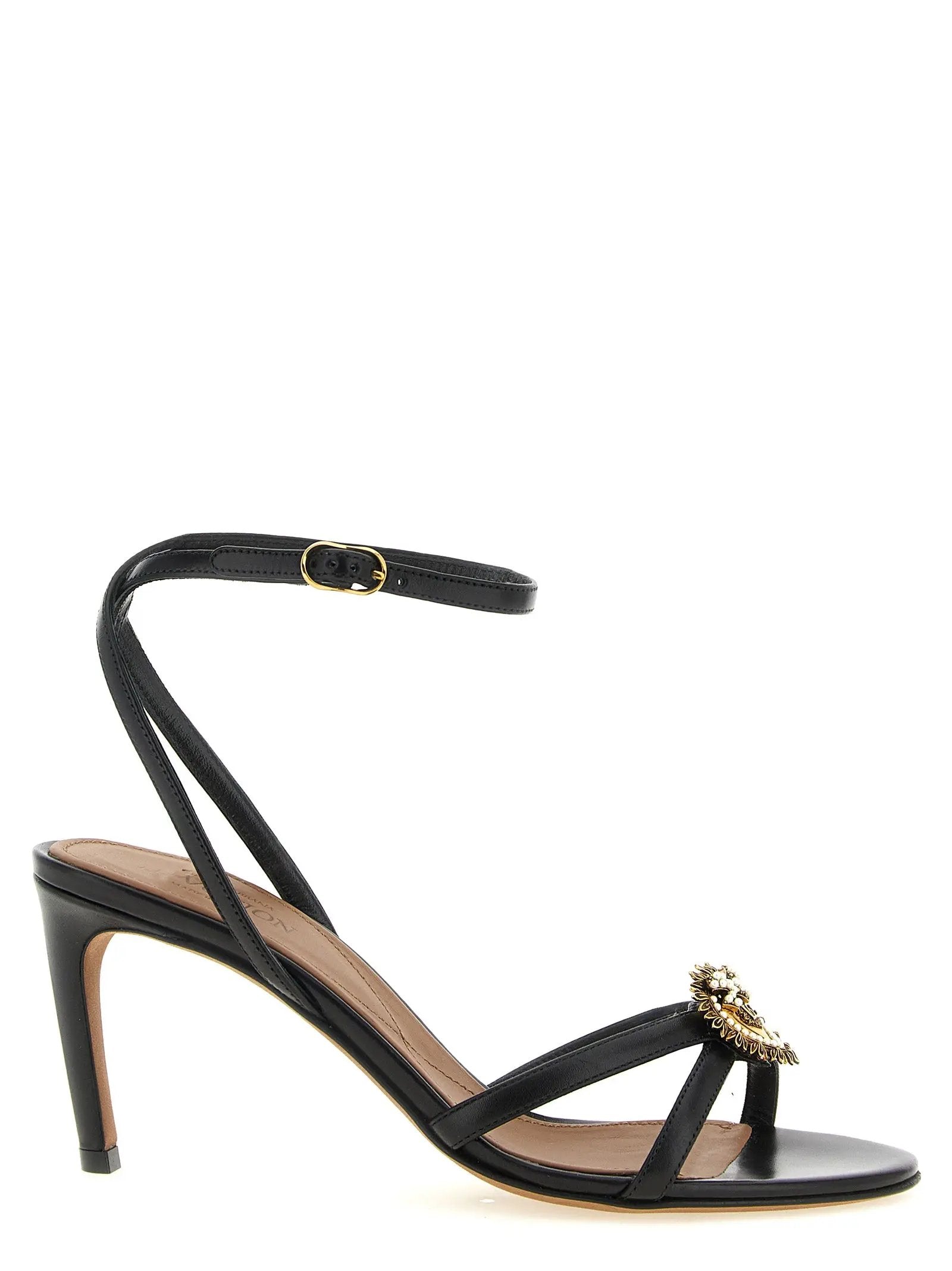 Sandales à talons aiguilles Dolce & Gabbana en cuir de veau noir