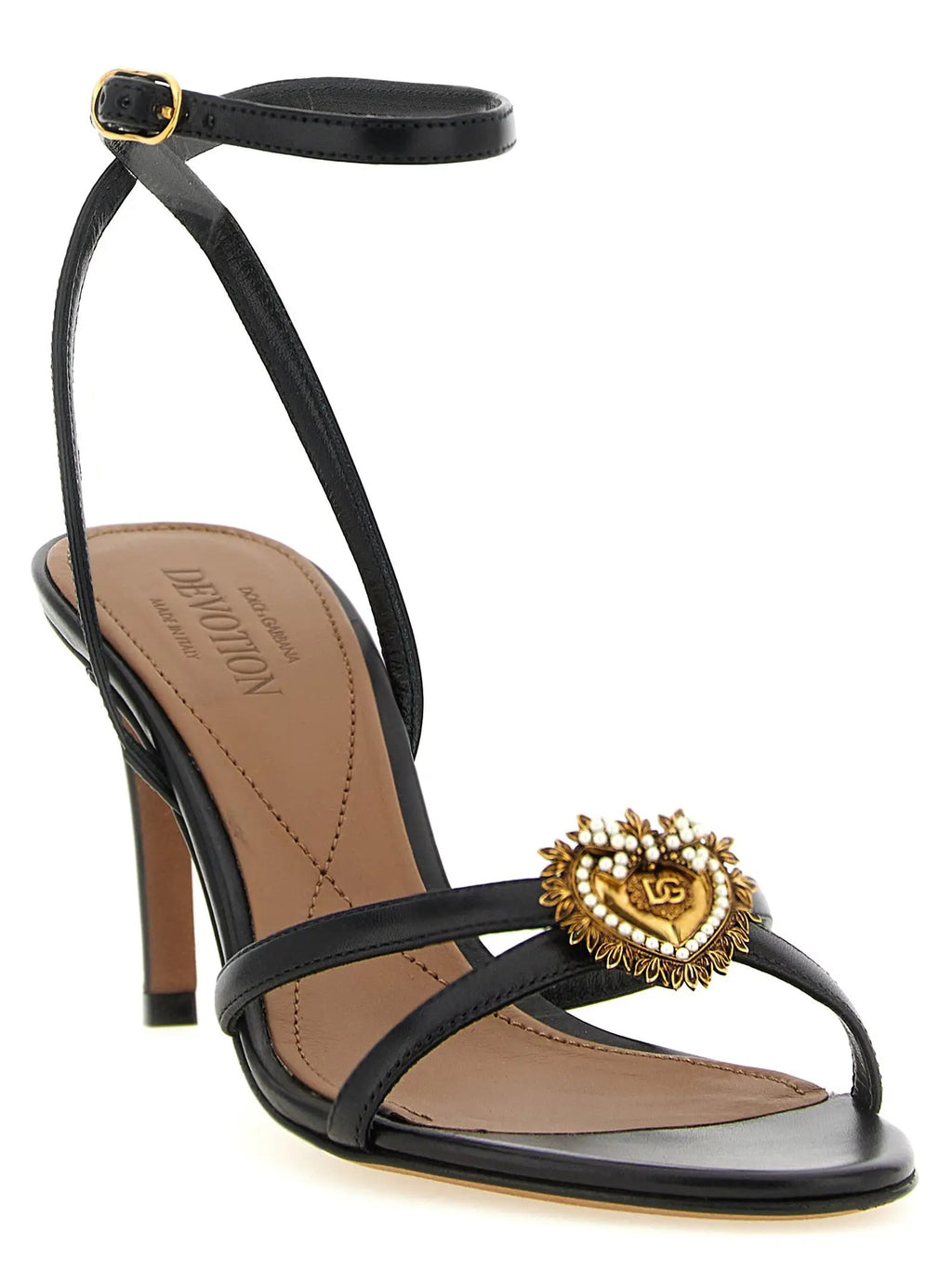 Sandales à talons aiguilles Dolce & Gabbana en cuir de veau noir