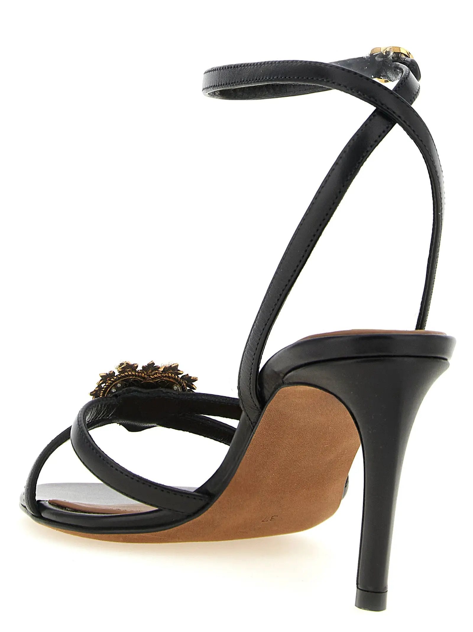 Sandales à talons aiguilles Dolce & Gabbana en cuir de veau noir