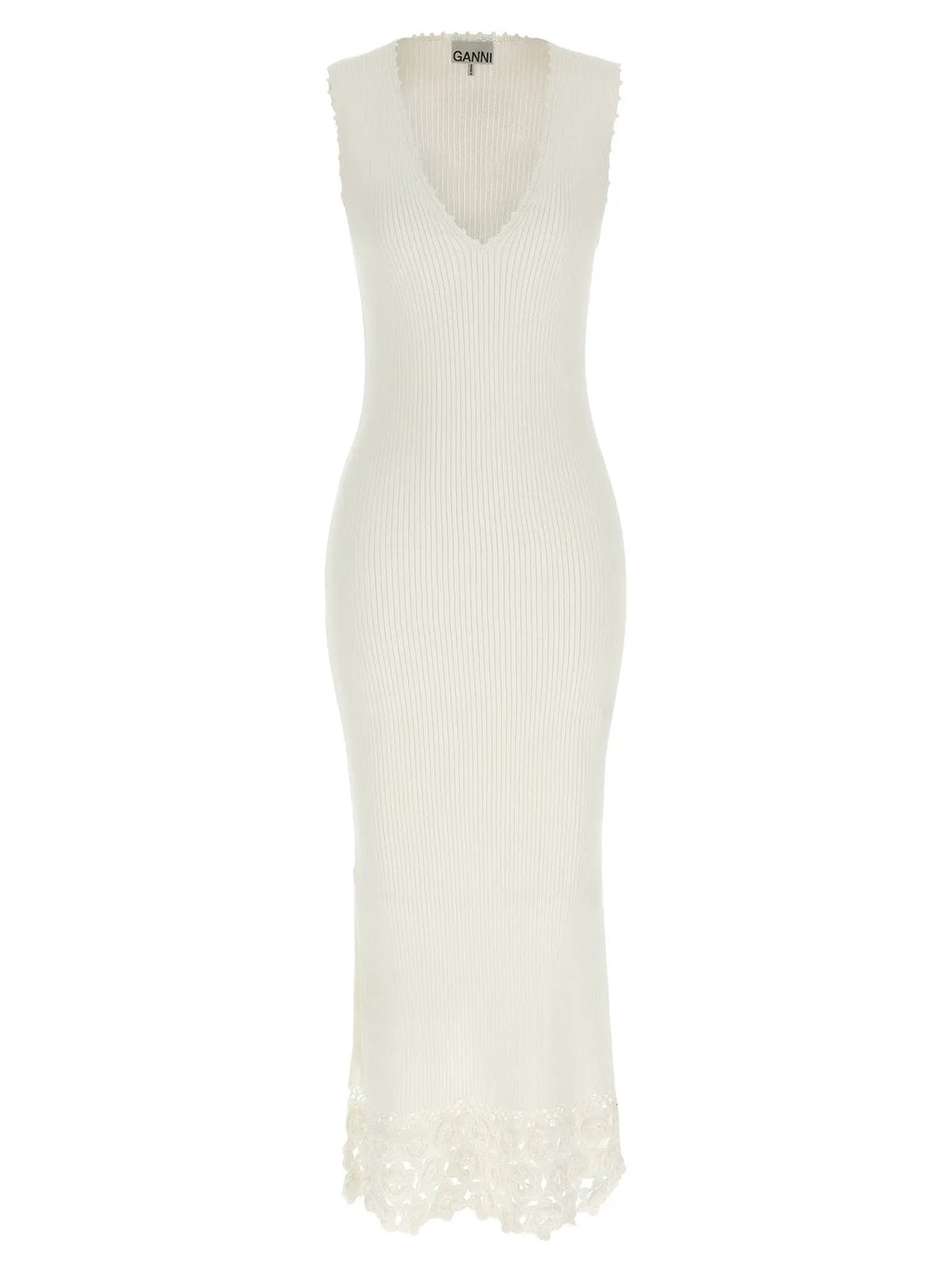 Ganni White Organic Cotton Long Dress