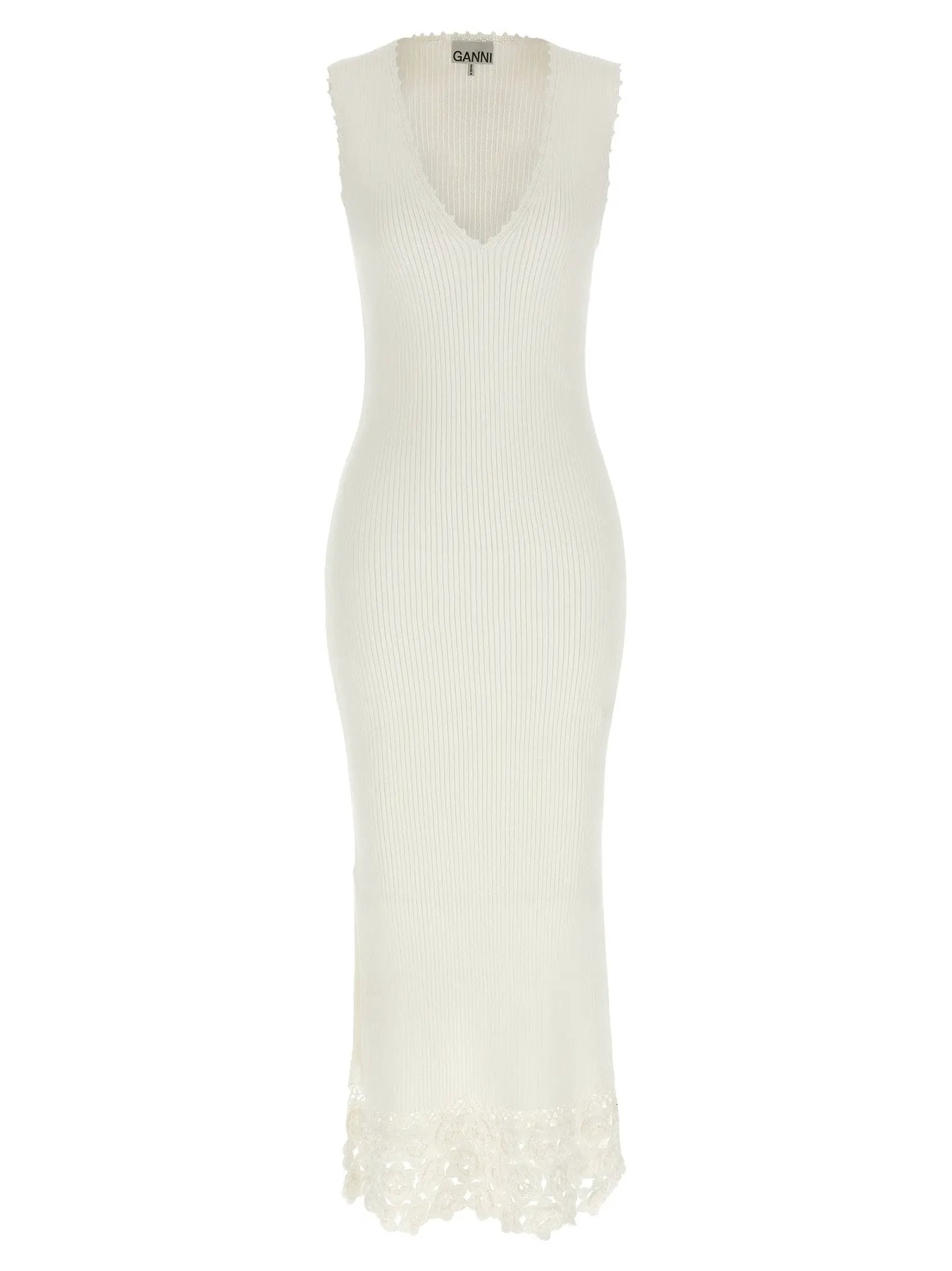Ganni White Organic Cotton Long Dress