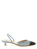 Francesco Russo Blue Goatskin Mid Heel Pumps