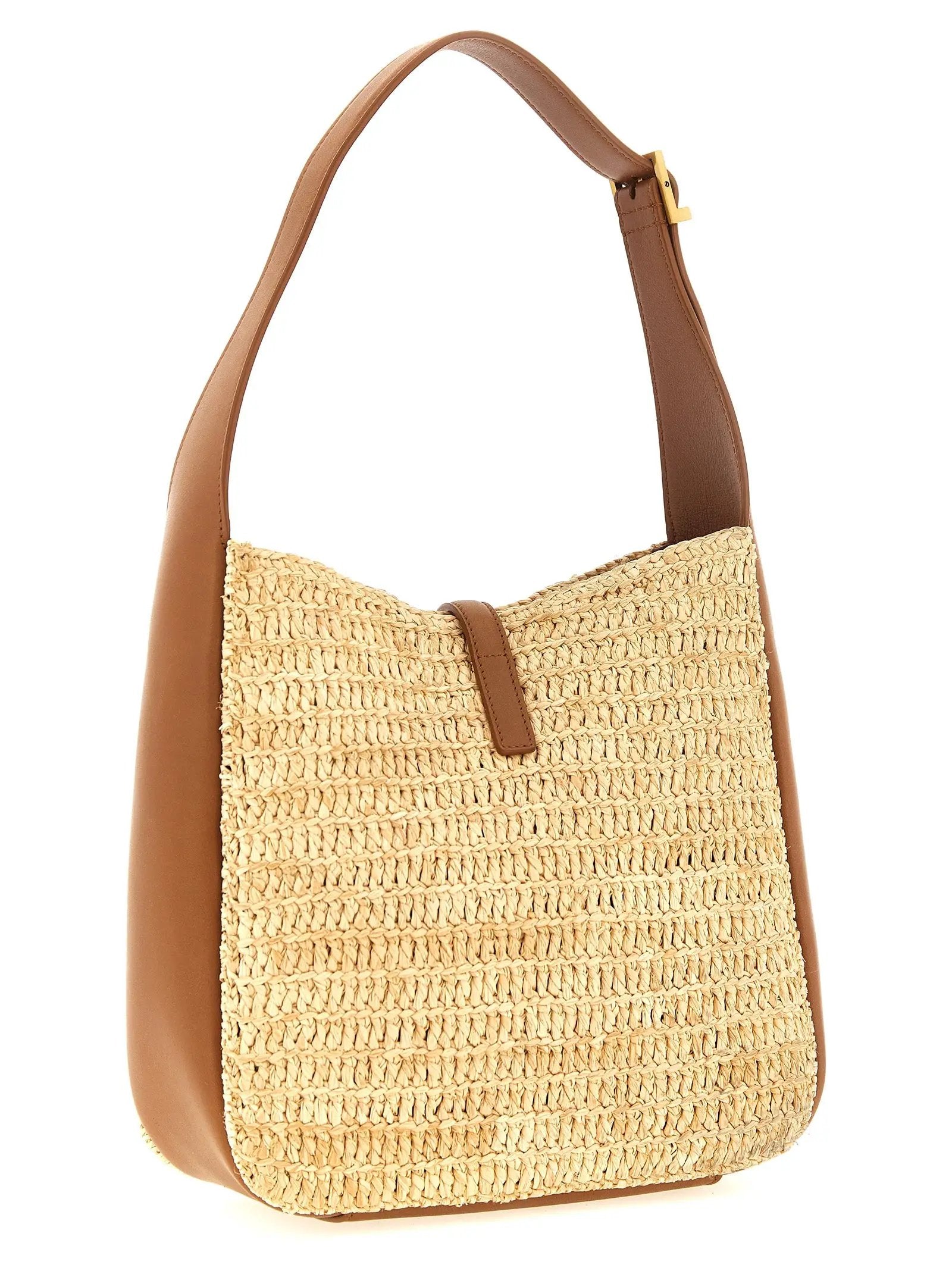 Sac bandoulière Saint Laurent en raphia beige
