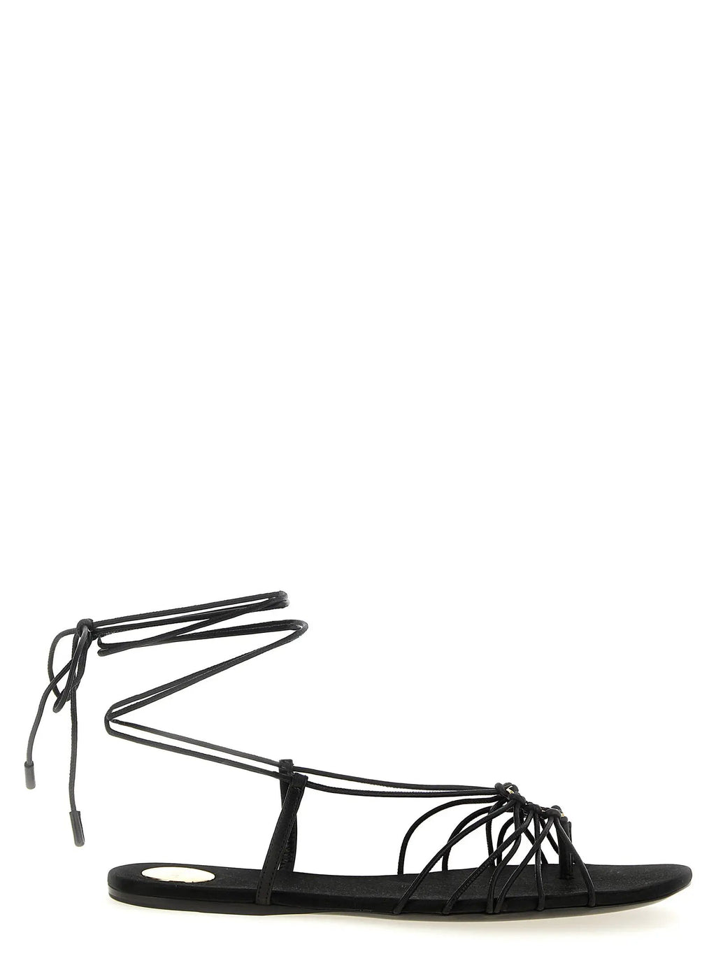 Saint Laurent Black Lamb Leather Flat Sandals