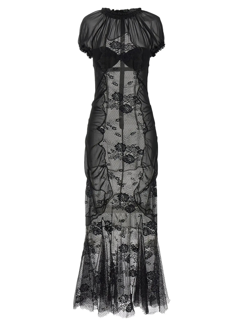 The Attico Black Cotton Midi Dress