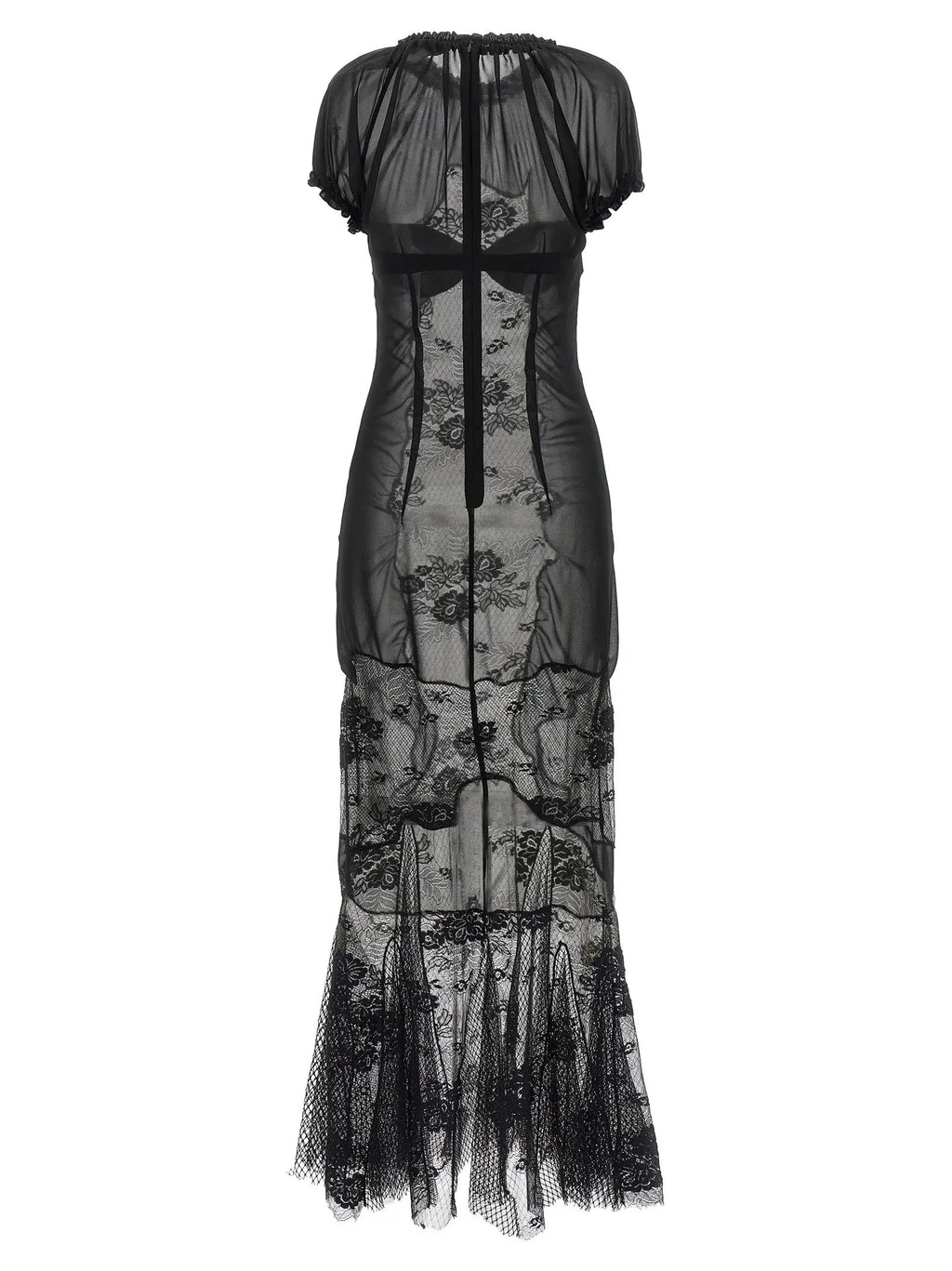 The Attico Black Cotton Midi Dress