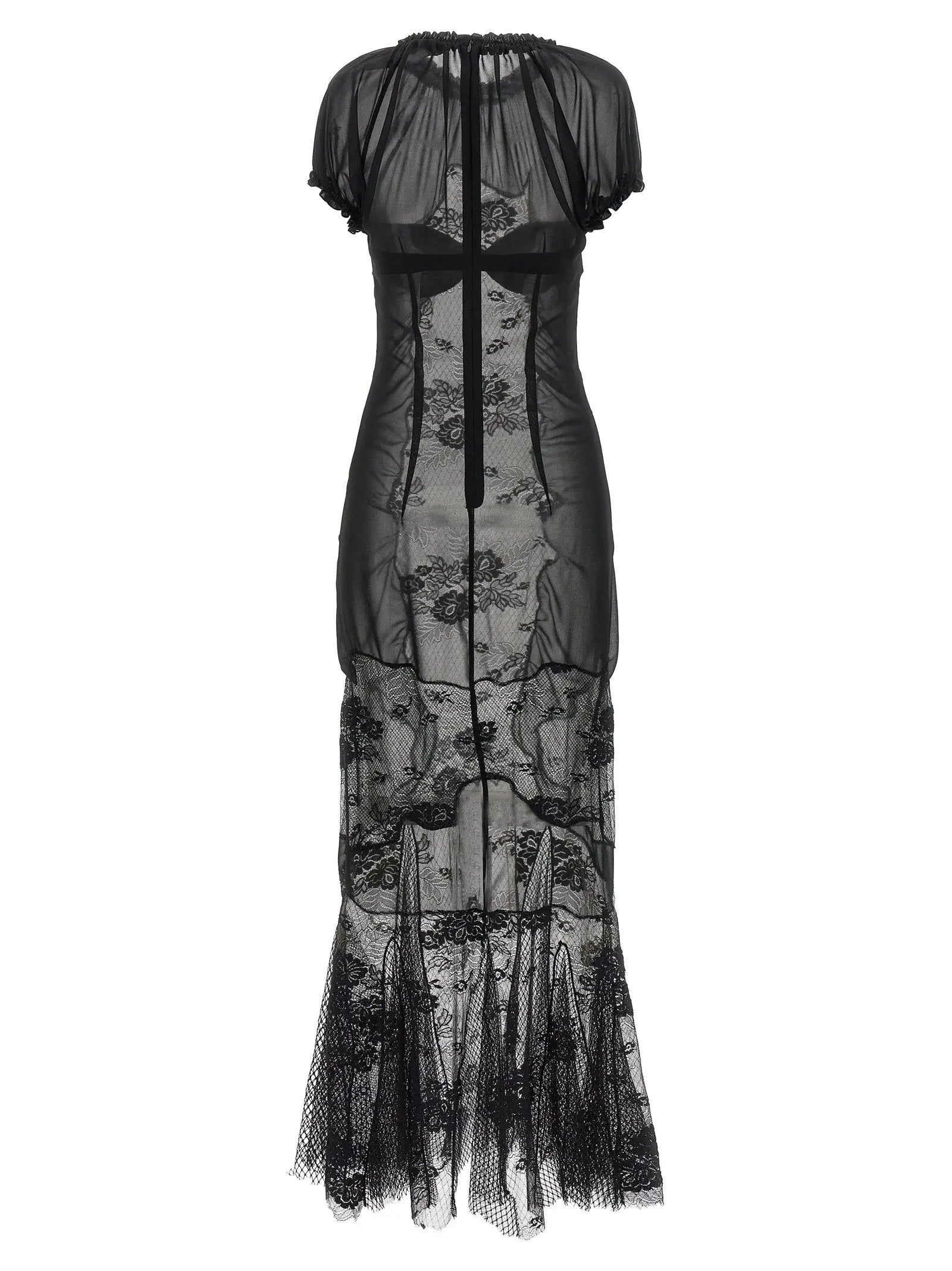 The Attico Black Cotton Midi Dress