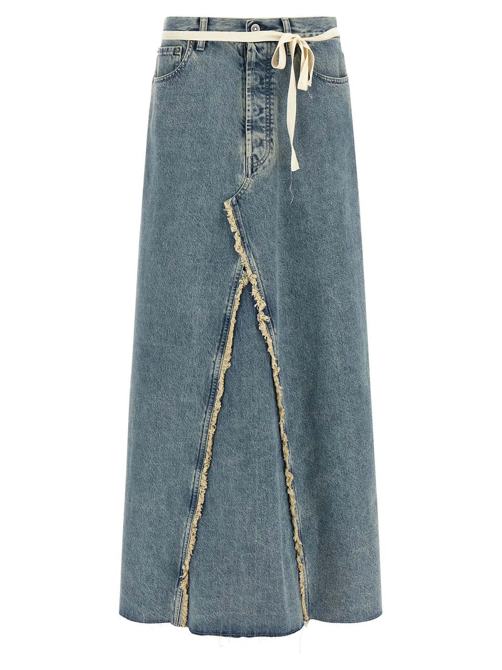 Maison Margiela Blue Cotton Mini Skirt