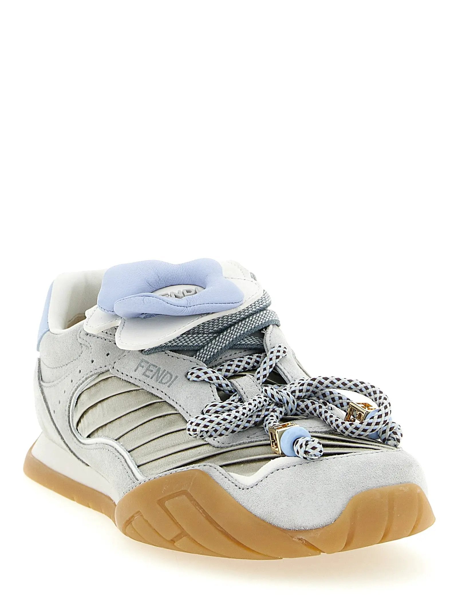 Fendi Gray Calfskin Athletic Sneakers