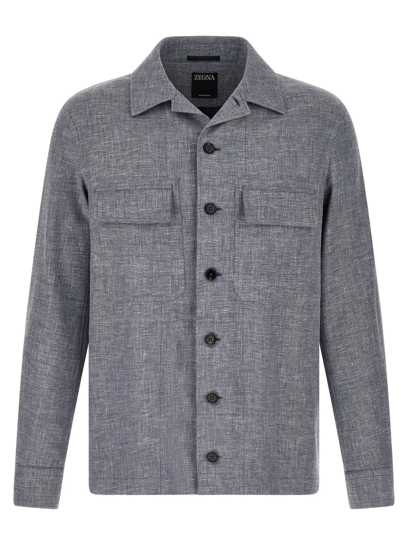 ZEGNA Blue Linen Blouse