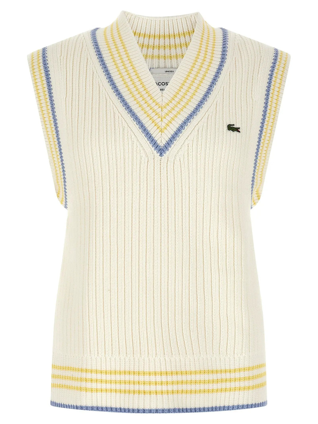 Lacoste White Cotton Sleeveles Sweater