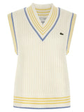 Lacoste White Cotton Sleeveles Sweater