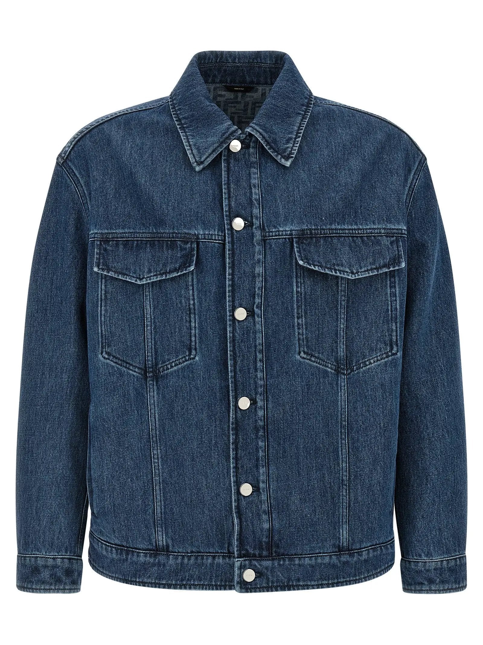 Veste en jean bleu en coton Fendi