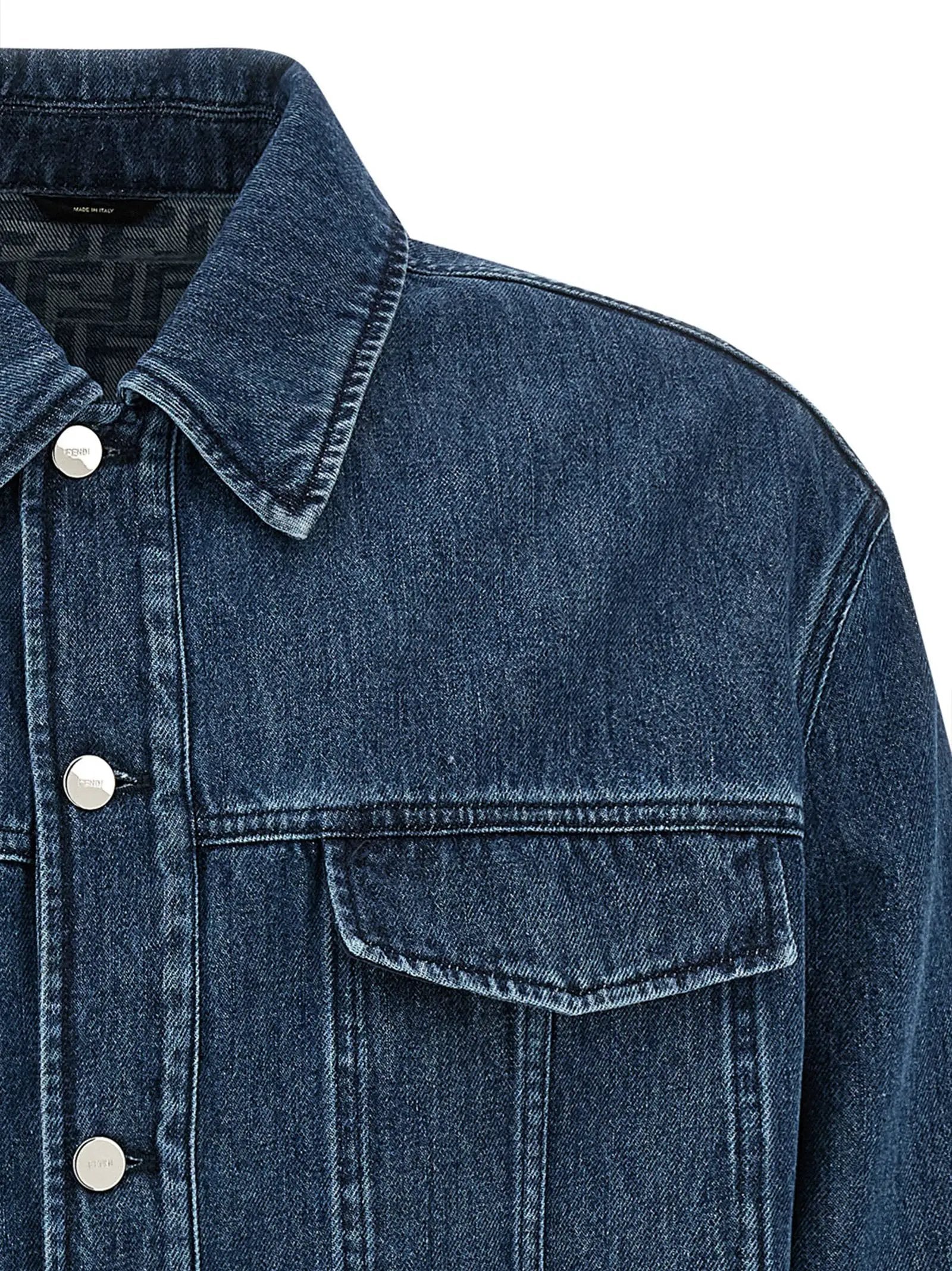 Veste en jean bleu en coton Fendi