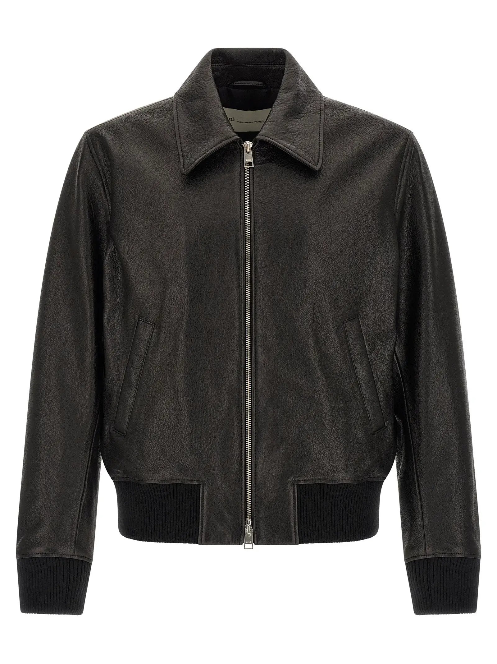 Ami Paris Black Lamb Leather Leather Jacket