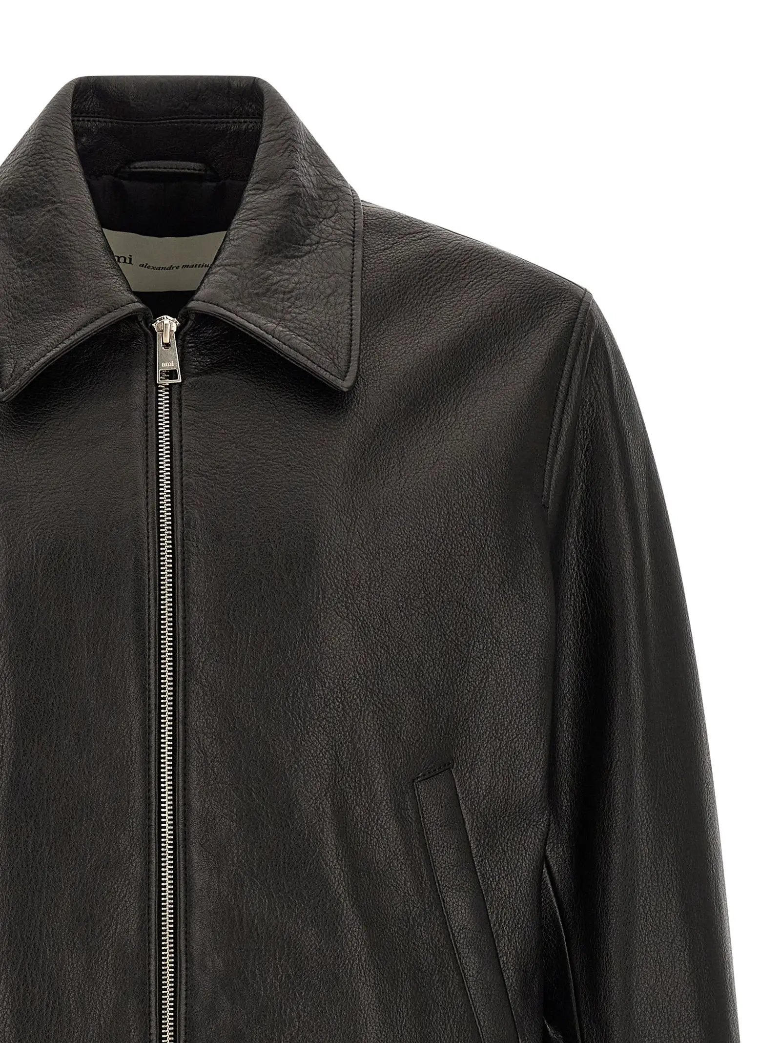 Ami Paris Black Lamb Leather Leather Jacket