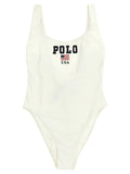 Polo Ralph Lauren White Nylon One-Piece Swimsuit